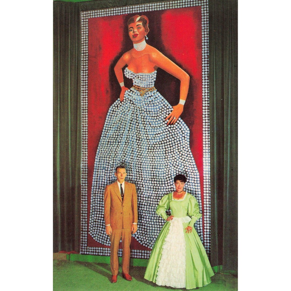 Vintage Silver Queen Postcard Virginia City Nevada Silver Dollars Display VG+